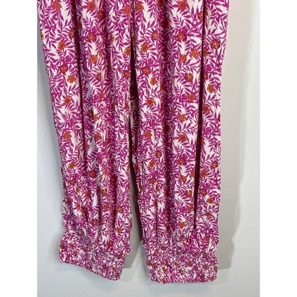 Anthropologie Pink Floral High Waisted Pull on Jogger Pants Size M - Picture 5 of 13